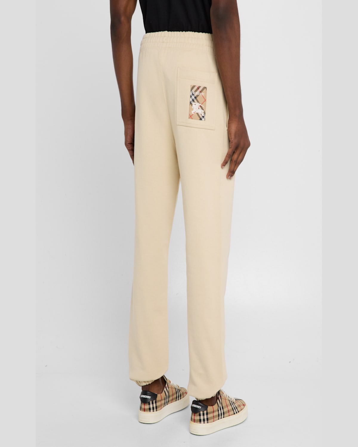 Burberry Logo Print Stretch Cotton Jogging Pants Soft Fawn In Nutmeg
