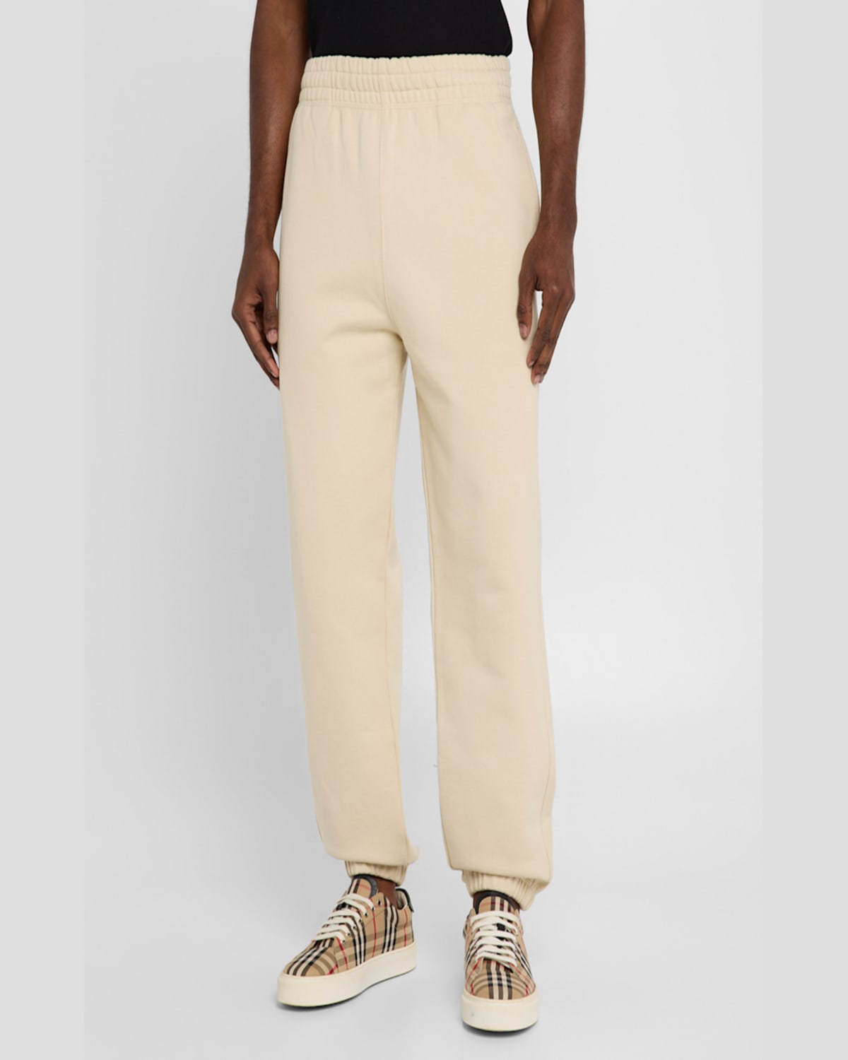 Burberry Logo Print Stretch Cotton Jogging Pants Soft Fawn In Nutmeg