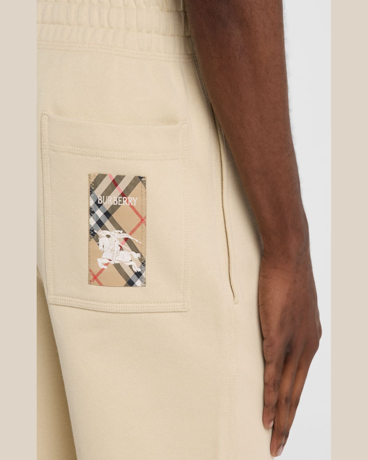 Burberry Logo Print Stretch Cotton Jogging Pants Soft Fawn In Nutmeg