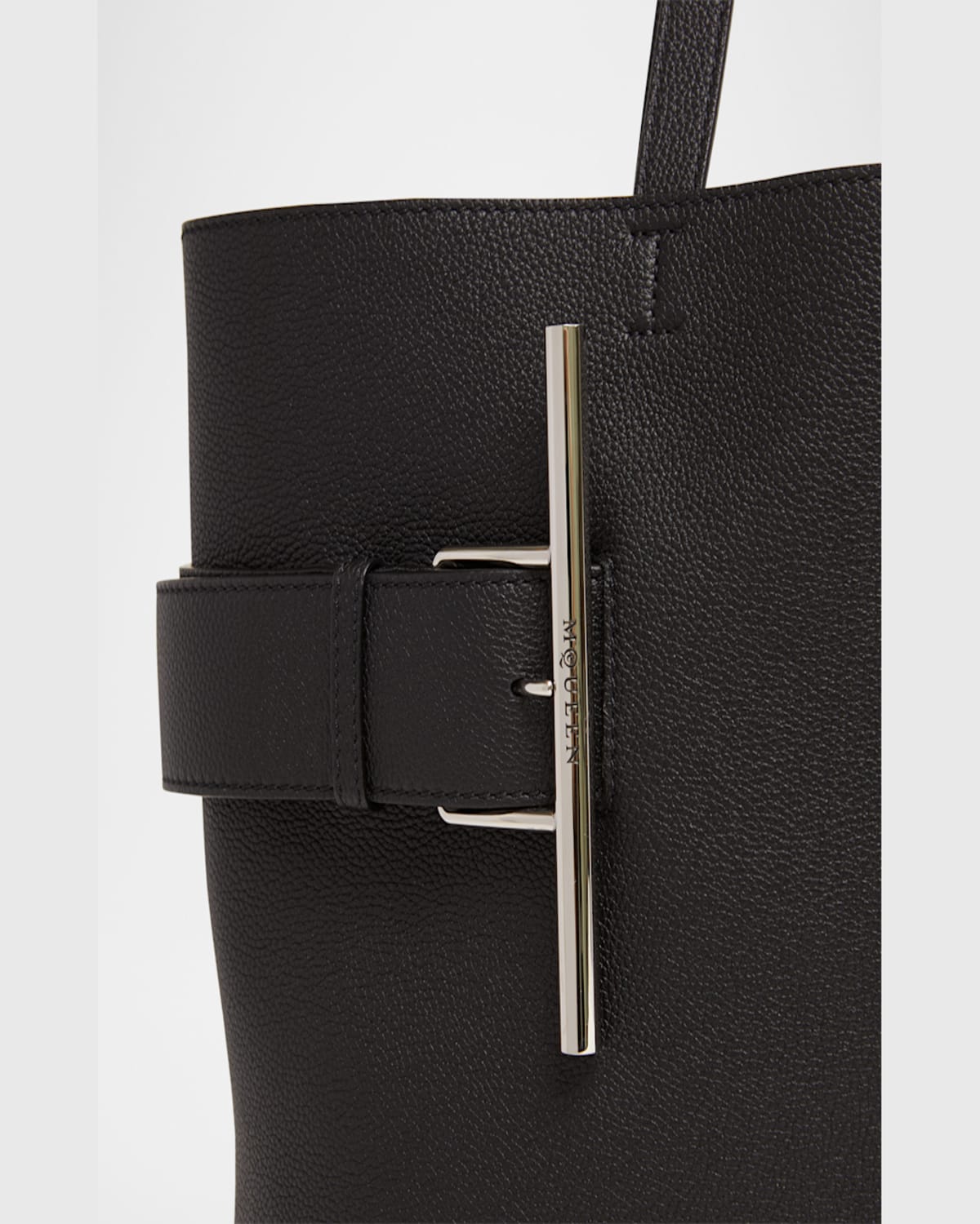 Alexander Mcqueen T-bar Sling Calf Leather Tote Bag In Black