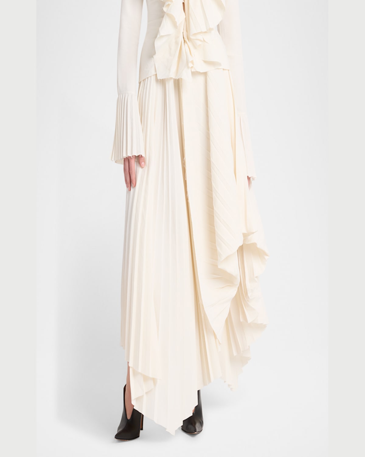 Shop Alexander Mcqueen Pleated Asymmetric Draped Midi Skirt In Pink
