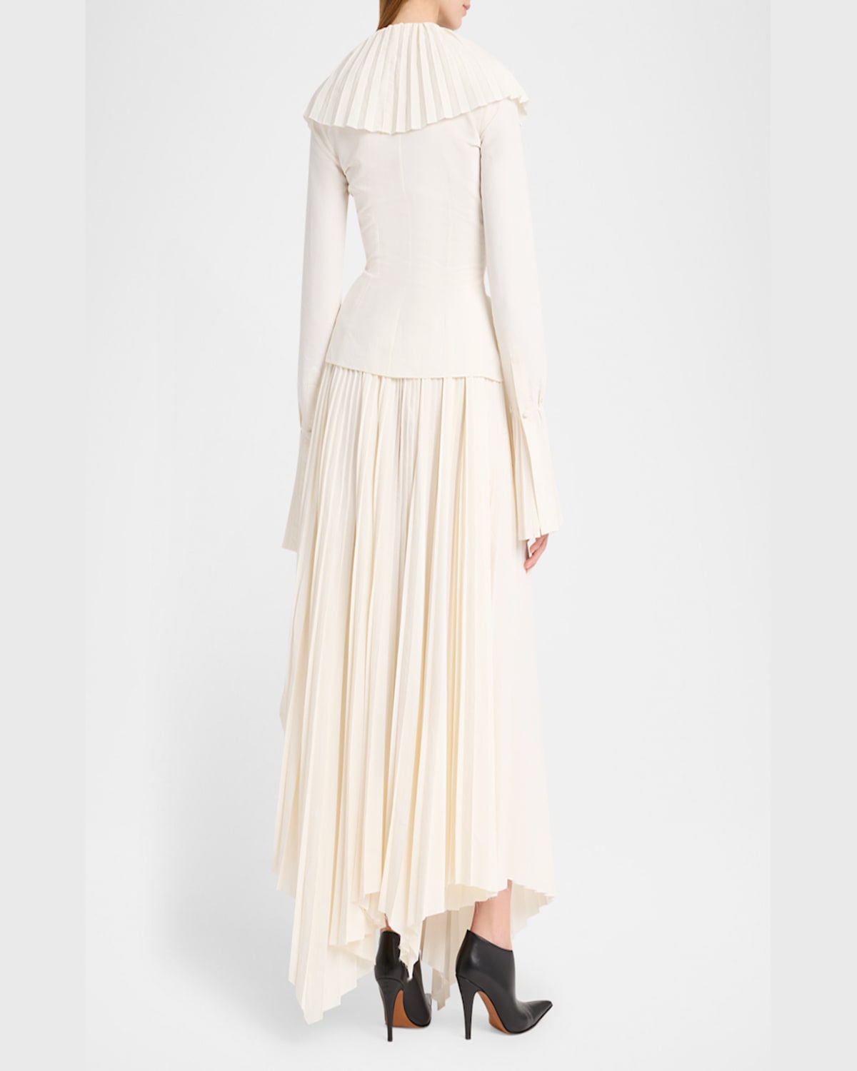ALEXANDER MCQUEEN PLEATED ASYMMETRIC DRAPED MIDI SKIRT 