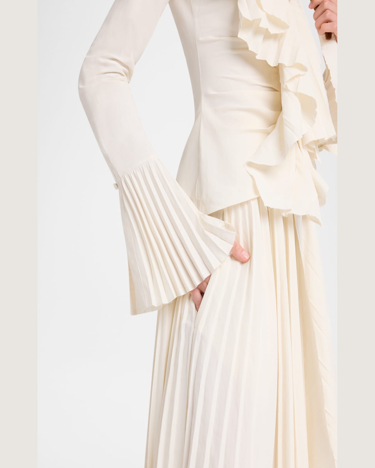 ALEXANDER MCQUEEN PLEATED ASYMMETRIC DRAPED MIDI SKIRT 
