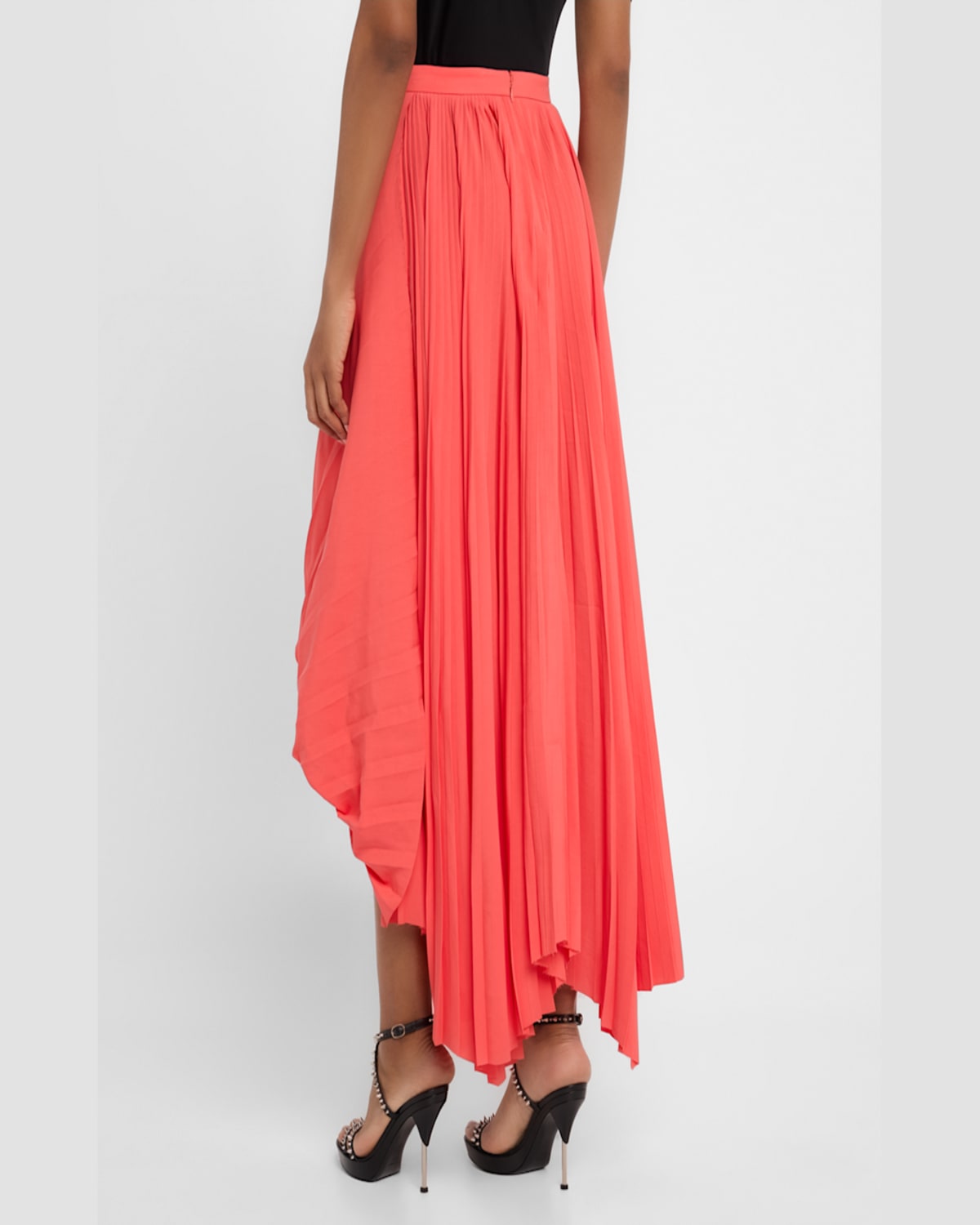 Shop Alexander Mcqueen Pleated Asymmetric Draped Midi Skirt In Pink