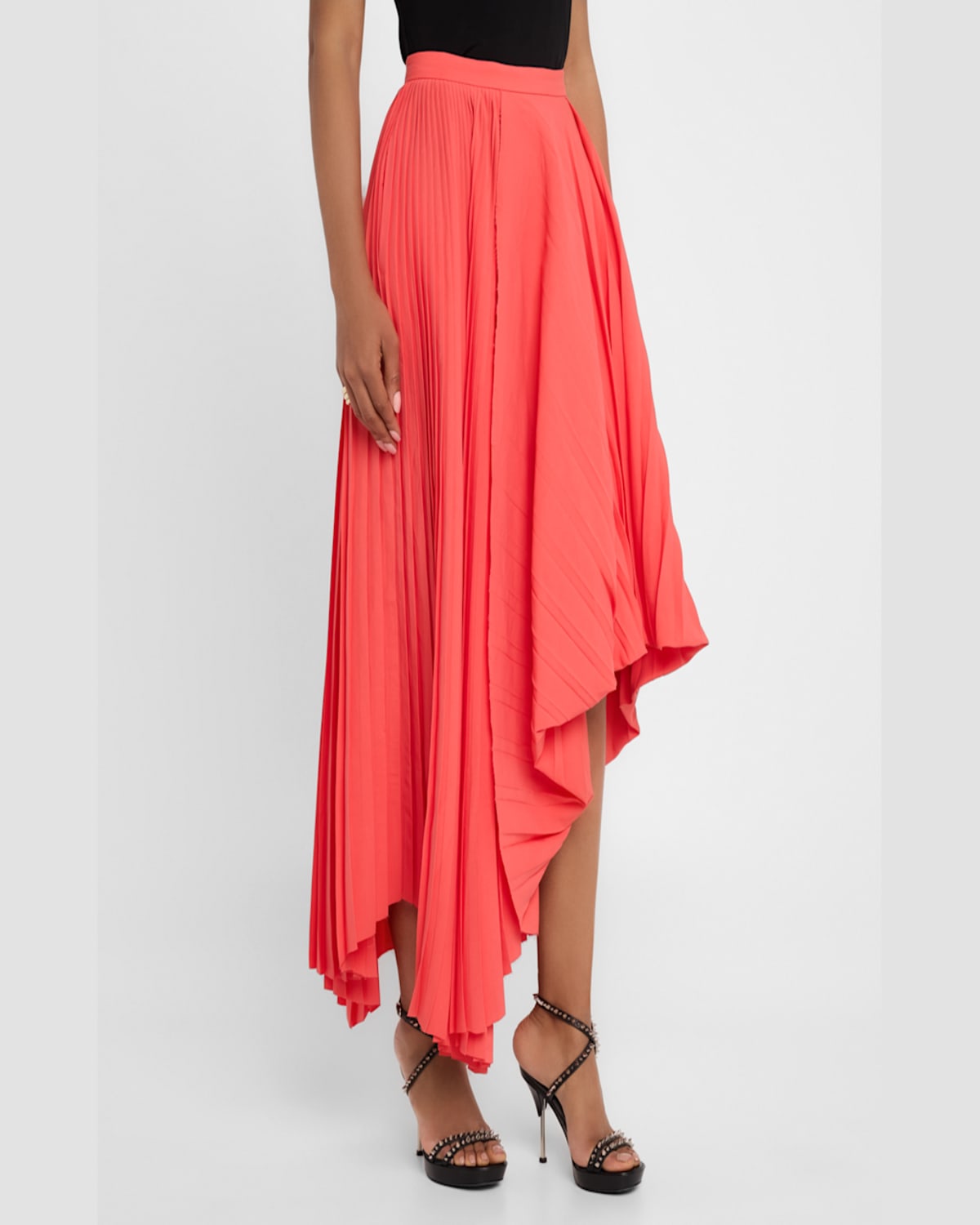 Shop Alexander Mcqueen Pleated Asymmetric Draped Midi Skirt In Pink
