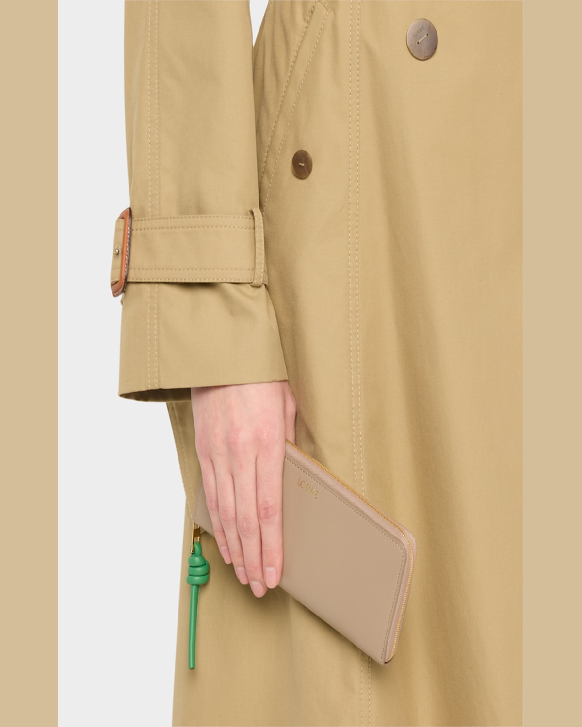 Loewe Knot Slim Leather Continental Wallet In 4606 Sandtropical Green