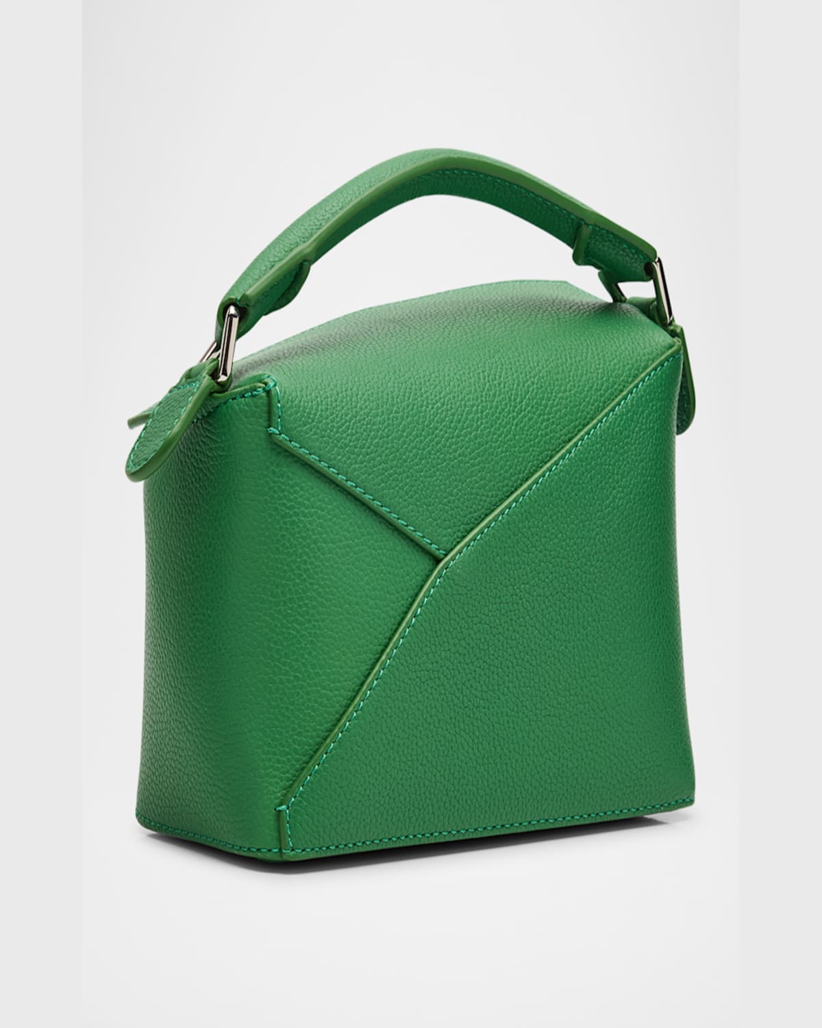Loewe Puzzle Edge Mini Shoulder Bag In Soft Grained Leather In 4748 Tropical Green