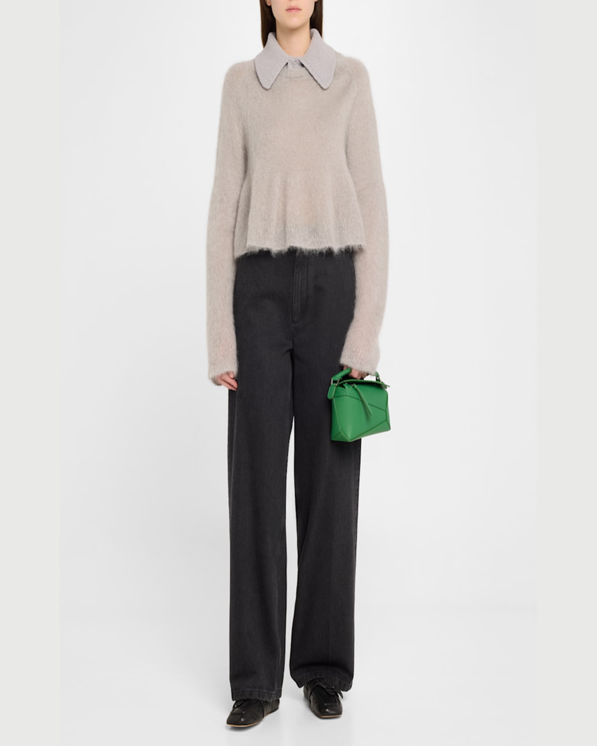 Loewe Puzzle Edge Mini Shoulder Bag In Soft Grained Leather In 4748 Tropical Green
