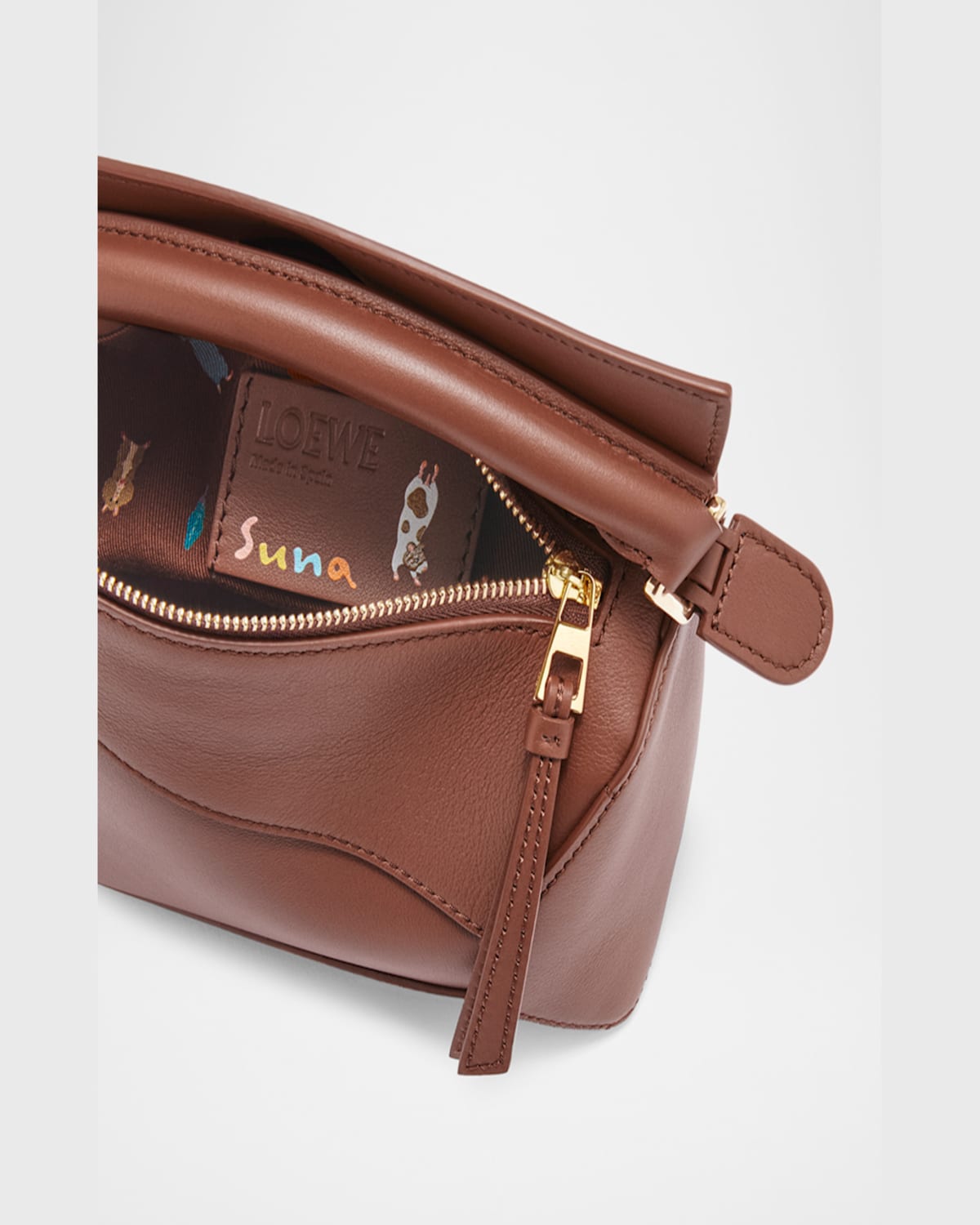 Loewe X Suna Fujita Puzzle Edge Mini Shoulder Bag In Leather In 3605 Havana