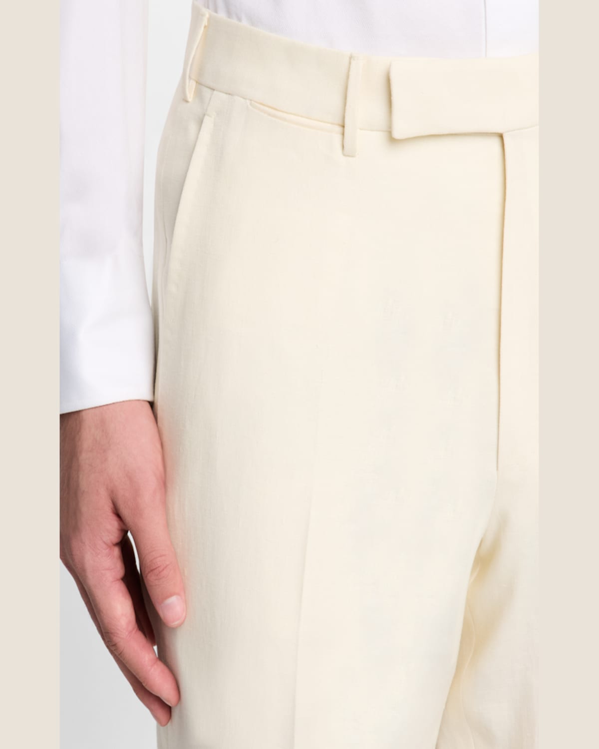 Zegna Men's Oasi Lino Flat-front Trousers In Wht Sld