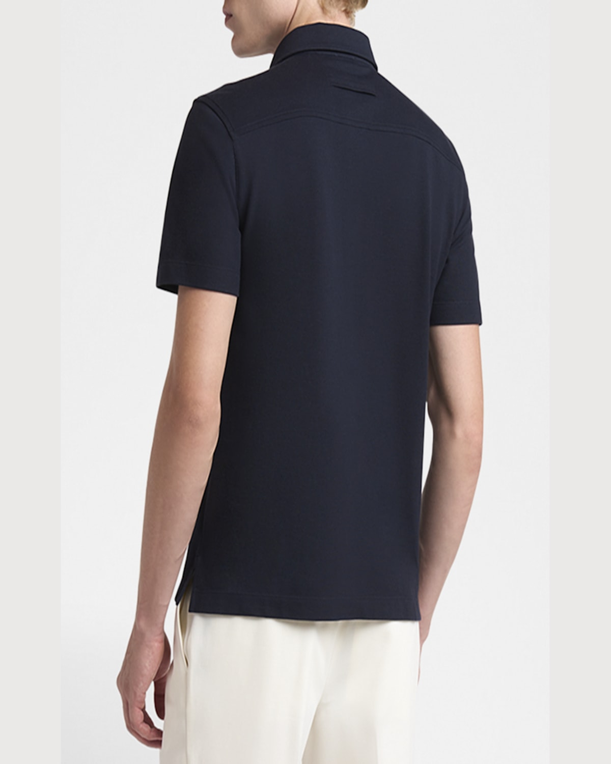 Shop Zegna Men's Pique Polo Shirt In Nvy Sld