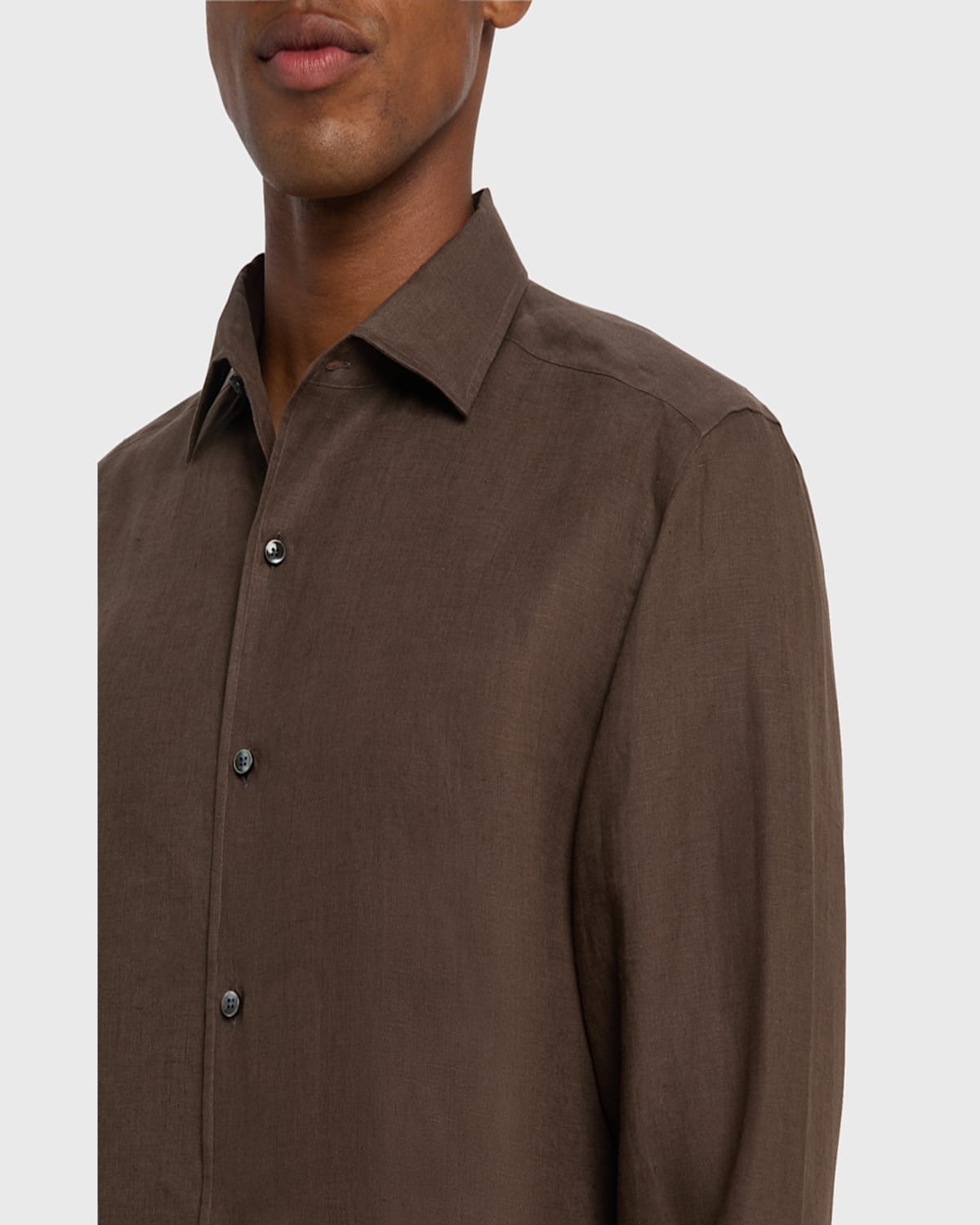 Shop Zegna Men's Oasi Lino Sport Shirt In Dk Gry Sld
