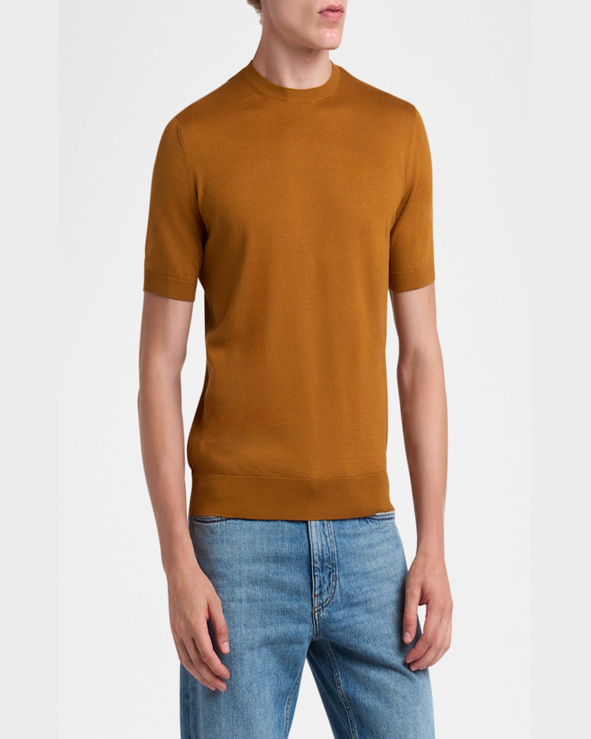 Zegna Cotton Sweatshirt With Ribbed Hem And Neckline In Dk Yel Sld