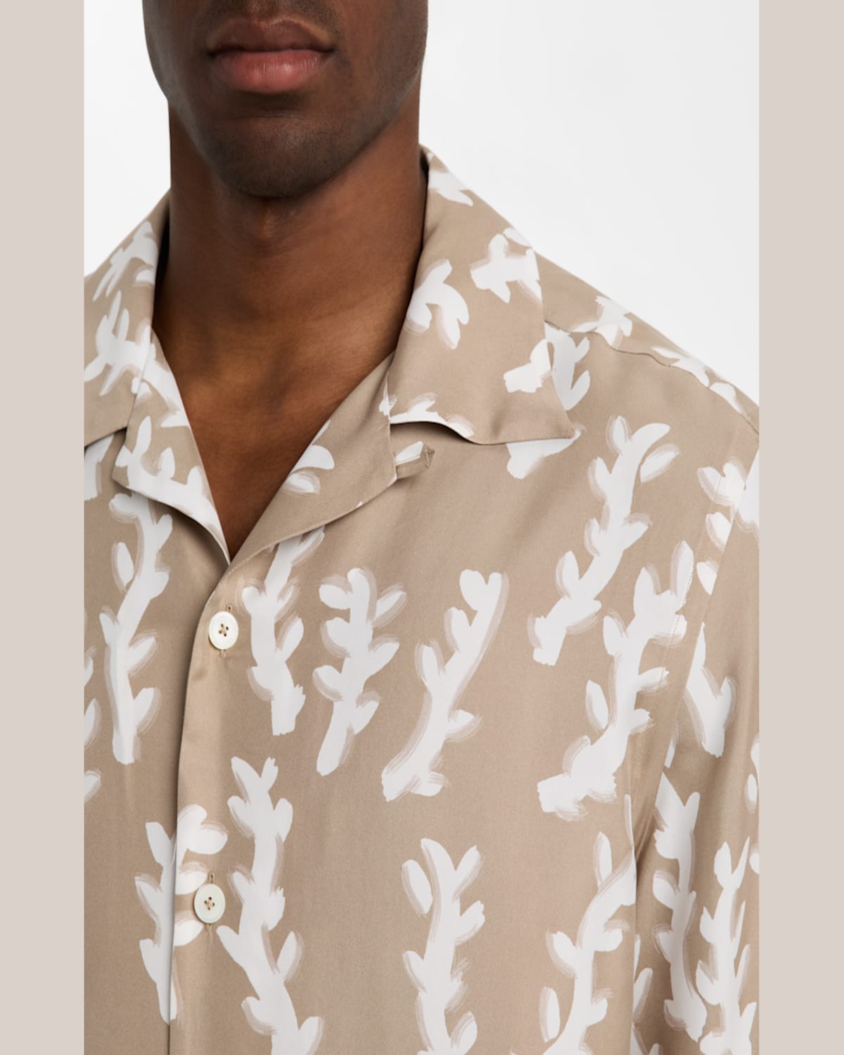 Zegna Camp-collar Printed Silk-twill Shirt In Lt Bge Fan