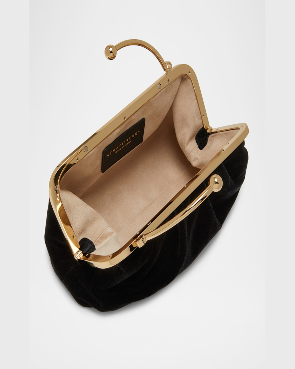 Strathberry Frame Velvet Top-handle Bag In Black