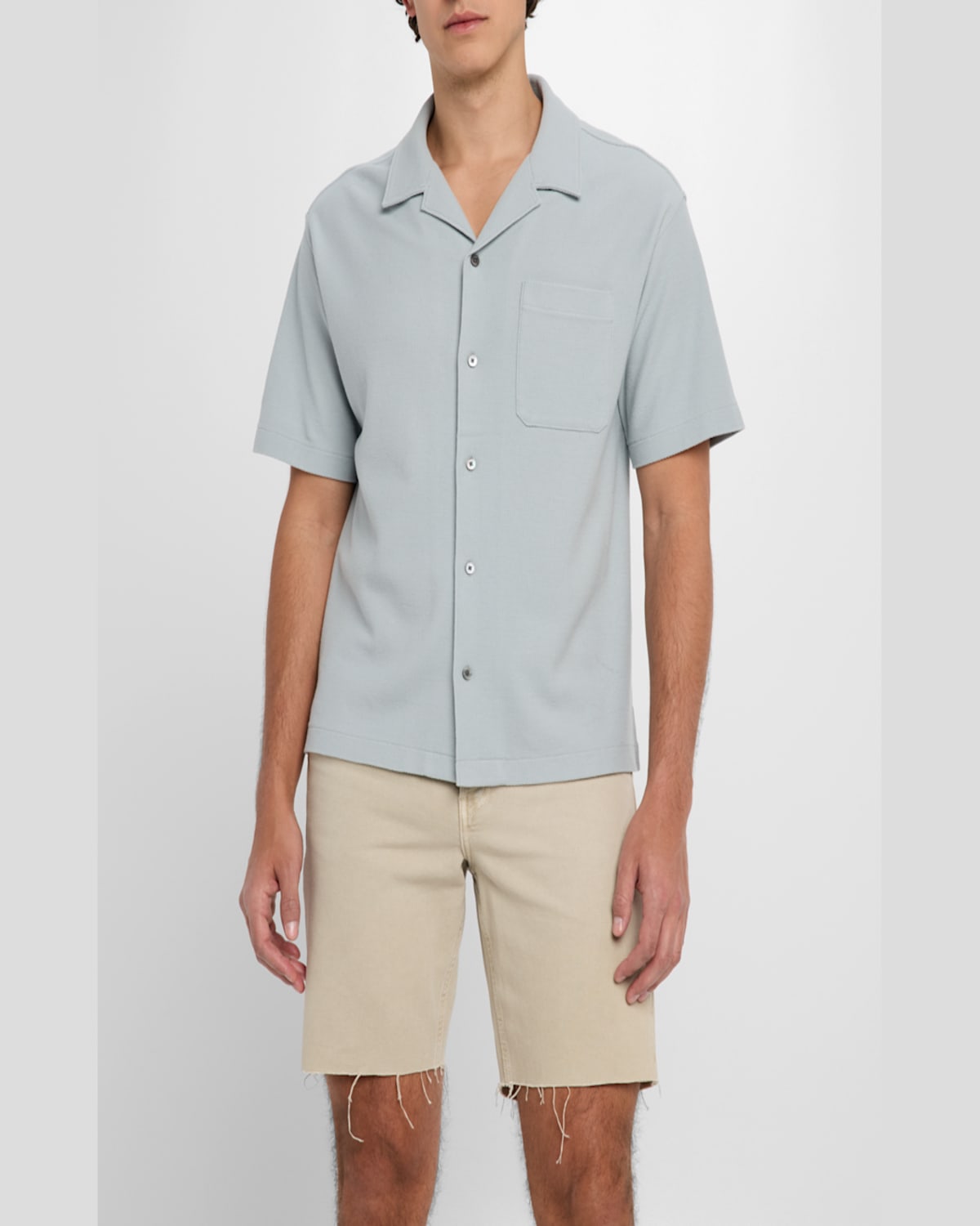 Frame Short Sleeve Camp Shirt In Blue