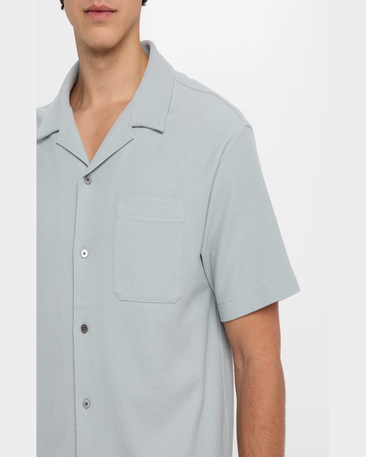Frame Short Sleeve Camp Shirt In Blue