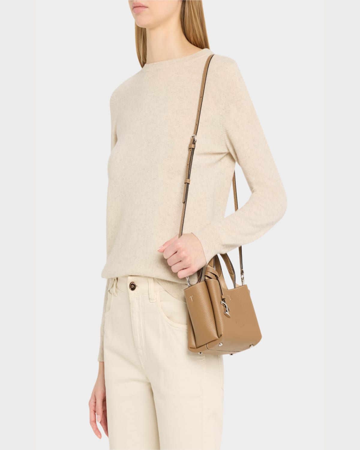 Tod's Apa 2 Micro Leather Shoulder Bag In Cappuccino Naturale