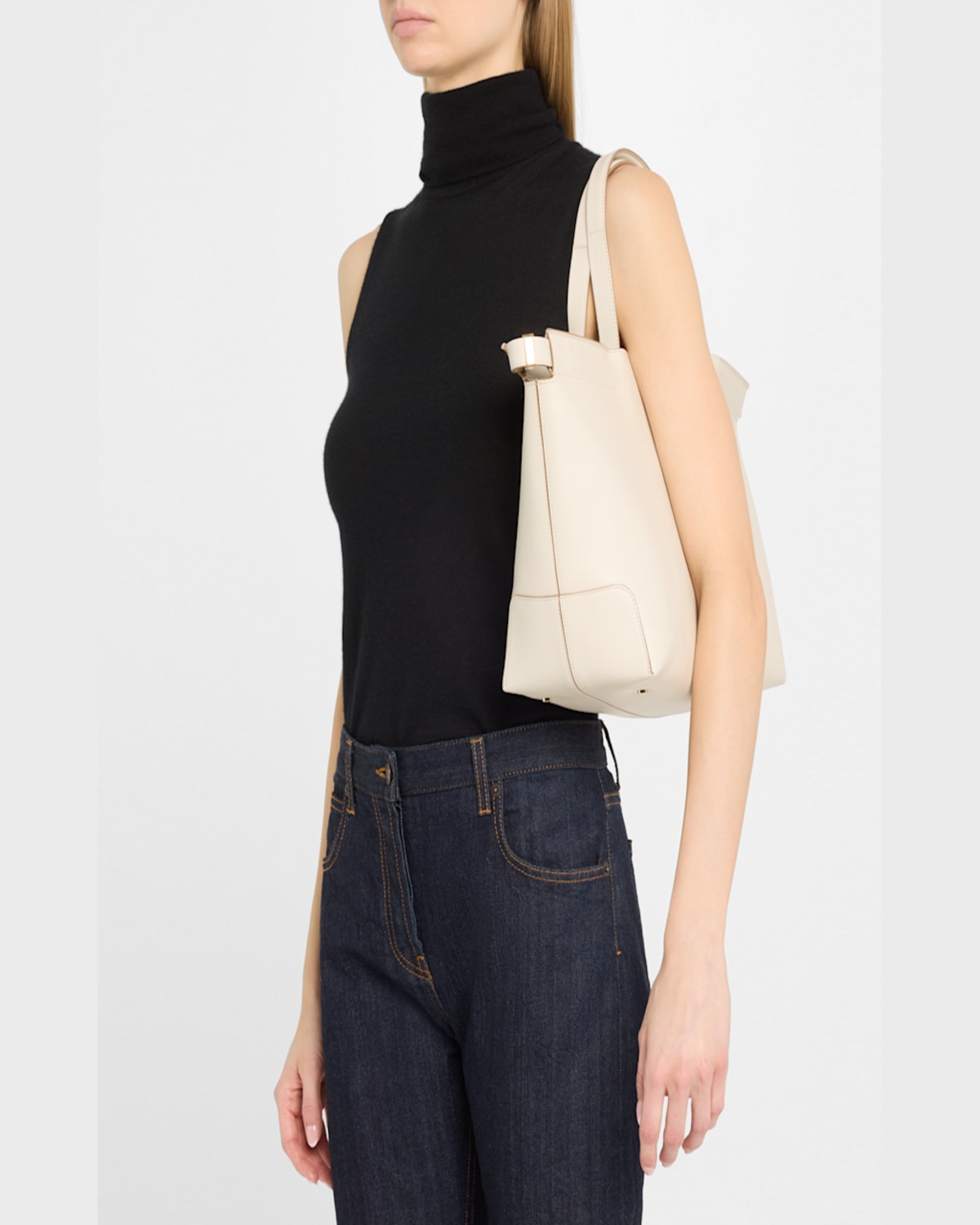 Tod's Shopping Leather Tote Bag In Bianco Calce