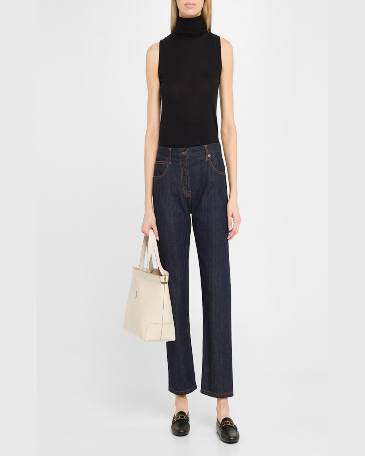 Tod's Shopping Leather Tote Bag In Bianco Calce