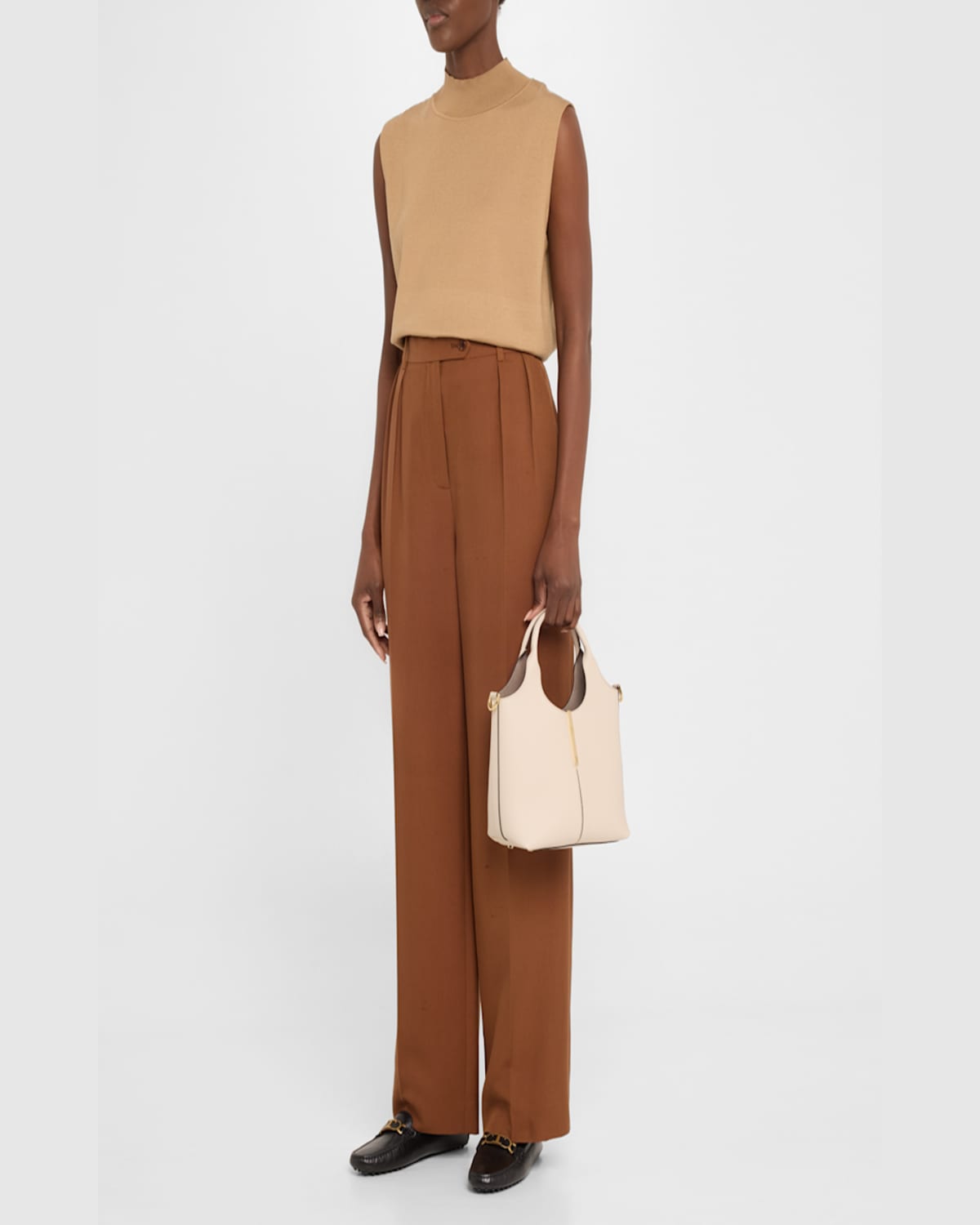 Tod's Mini Leather Top-handle Bag In Bianco Calce