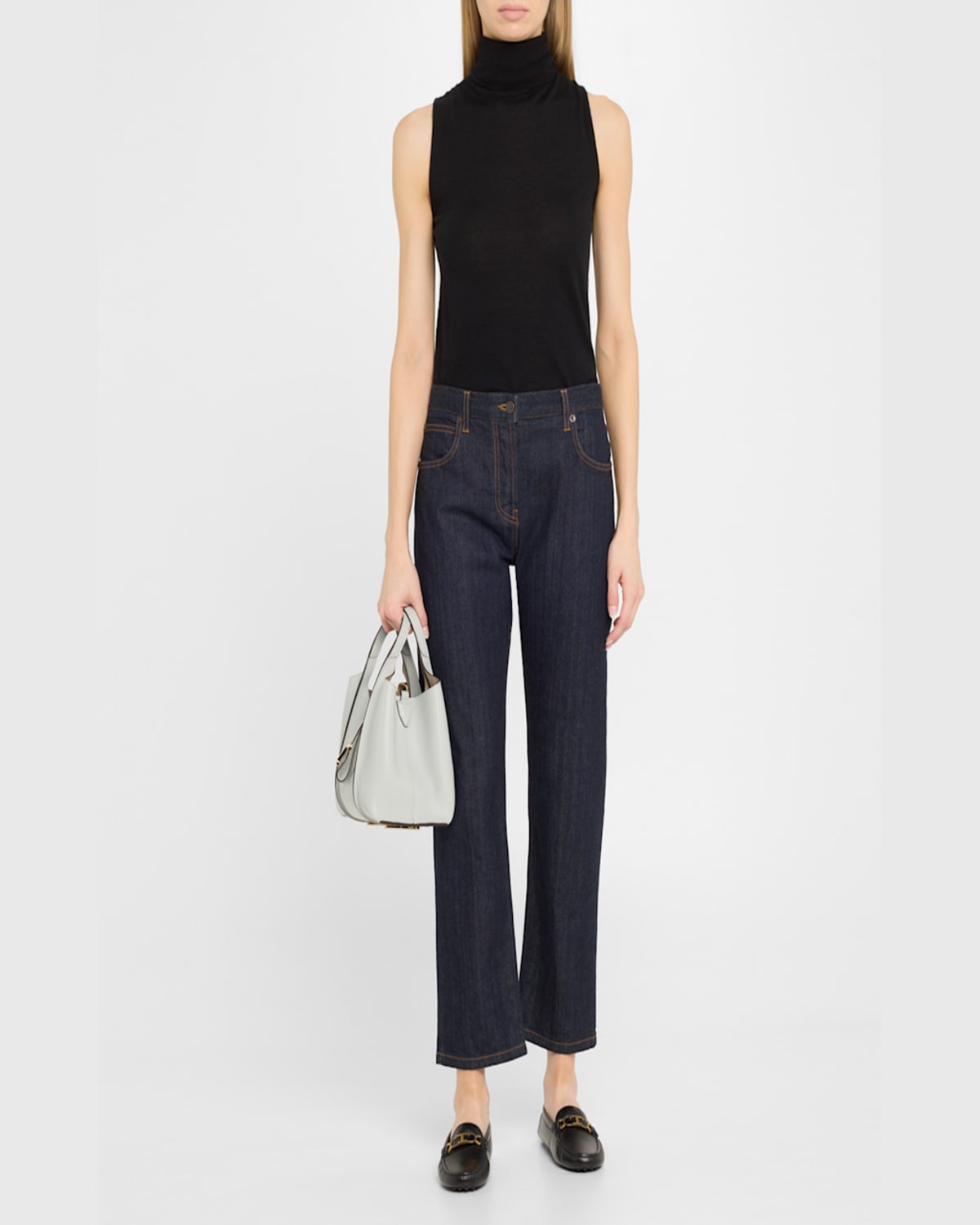 Tod's Mini Shopping Leather Tote Bag In Cromo Chiaro