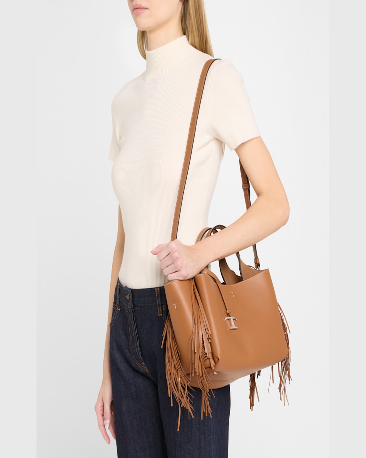 Tod's Apa 2 Mini Fringe Leather Top-handle Bag In Kenia Scuro