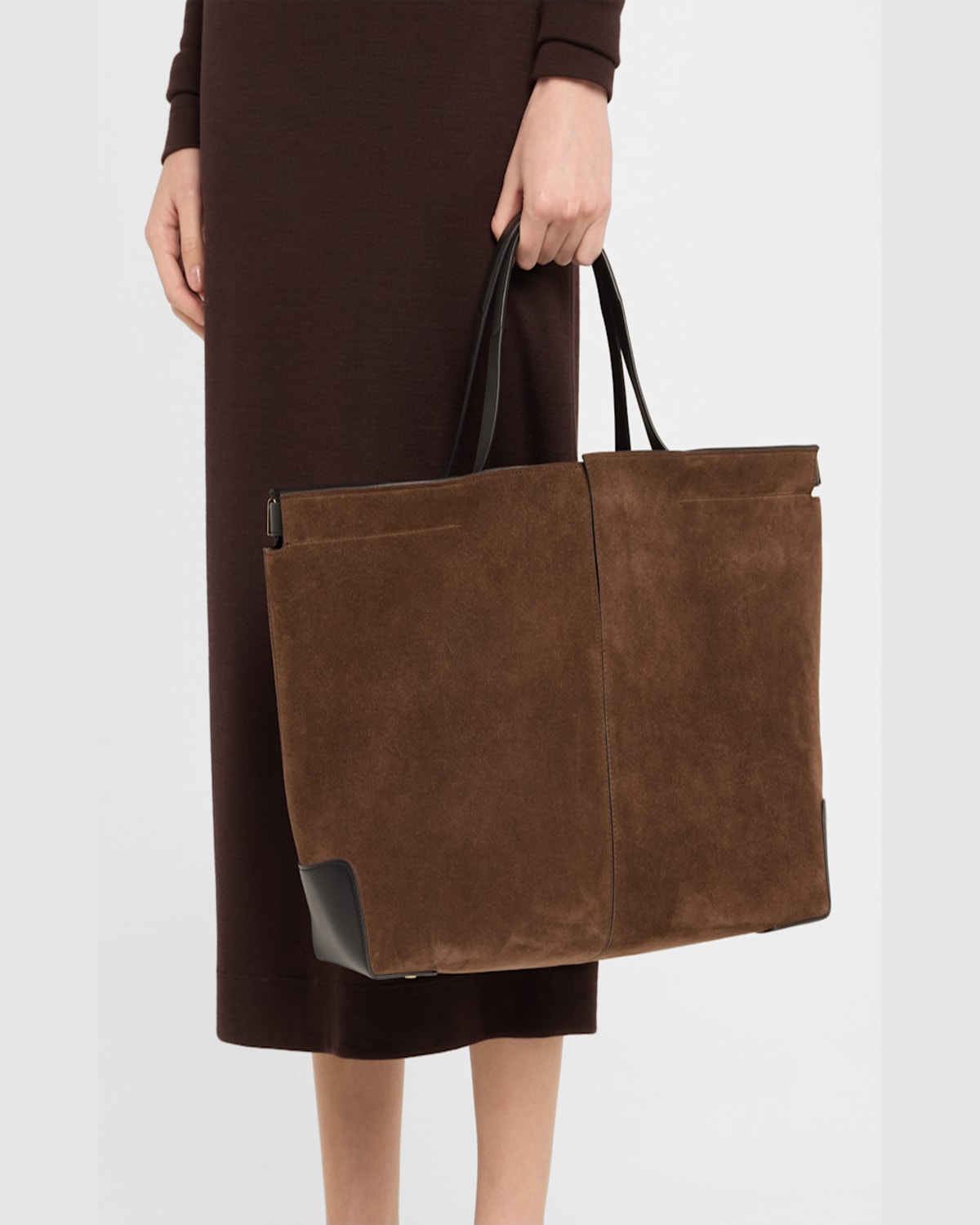 Tod's Shopping Suede Tote Bag In Marrone Africa Nero