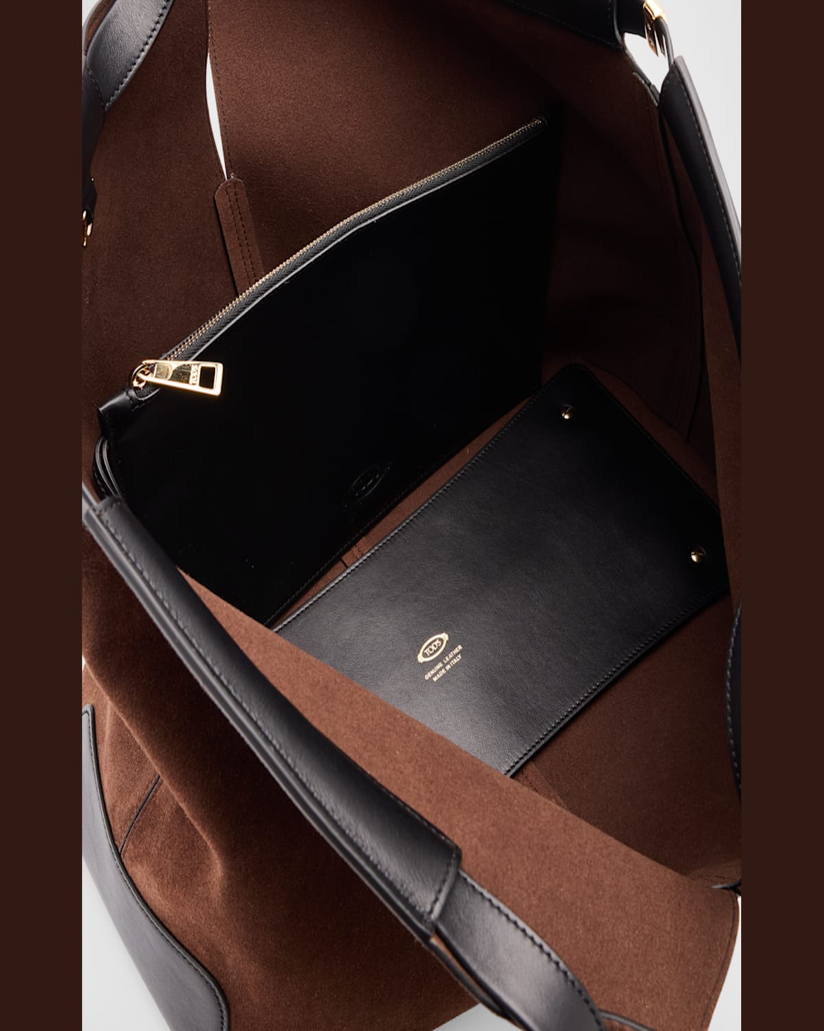 Tod's Shopping Suede Tote Bag In Marrone Africa Nero