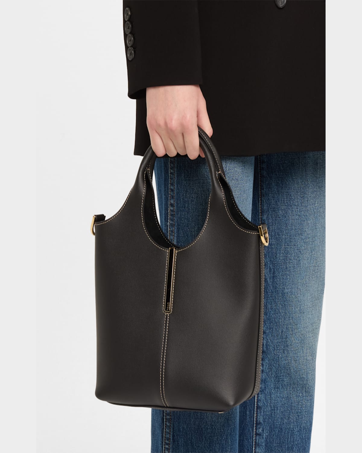 Tod's Mini Leather Shopping Bag Tote In Nero