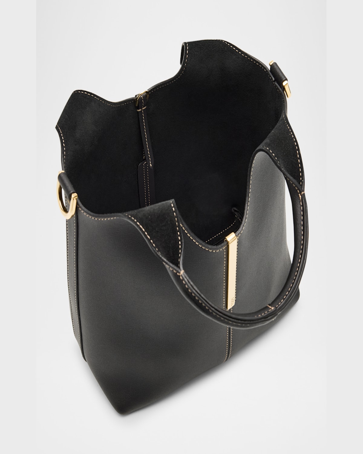 Tod's Mini Leather Shopping Bag Tote In Nero