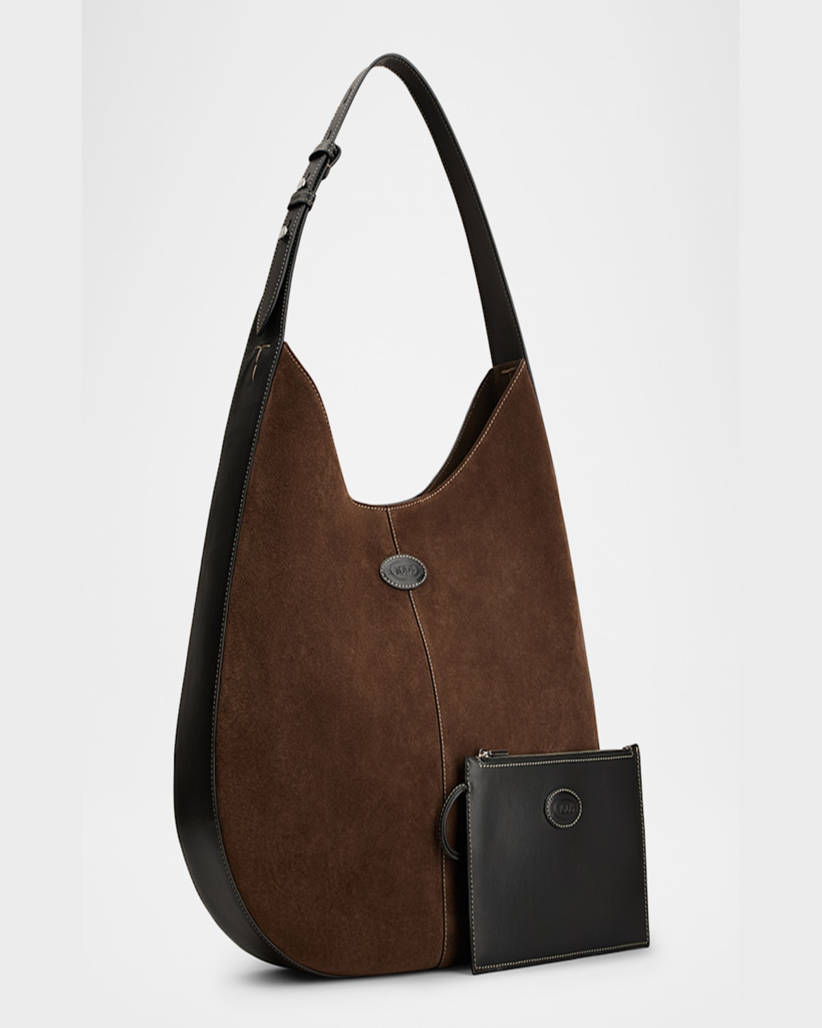 Shop Tod's Medium Suede & Leather Hobo Bag In Marrone Africa Nero