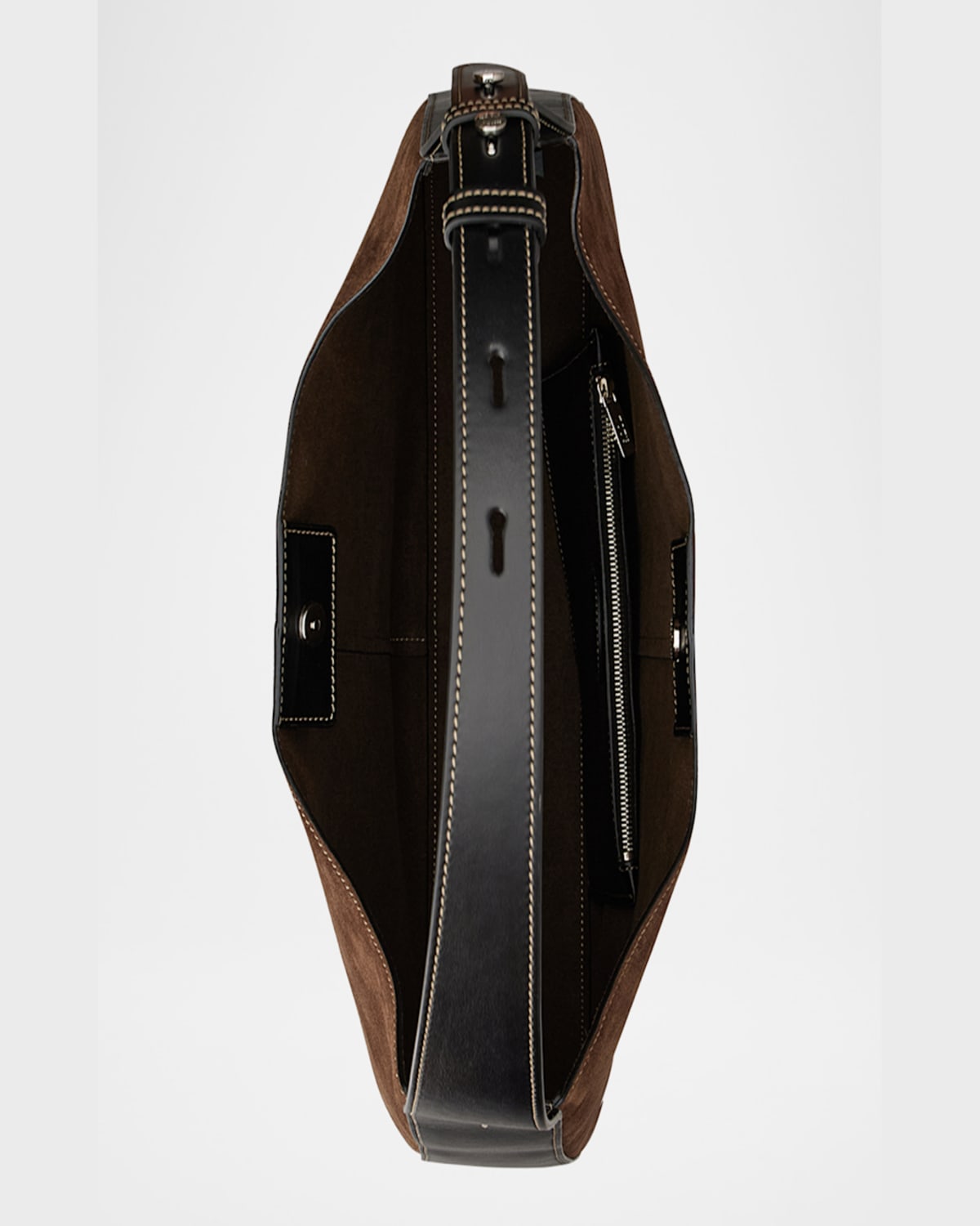 Shop Tod's Medium Suede & Leather Hobo Bag In Marrone Africa Nero