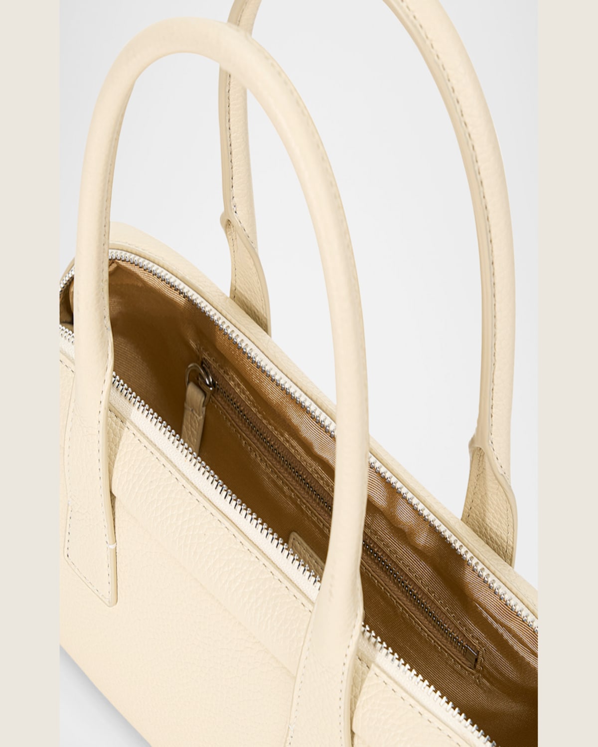 Shop Staud The Dude Zip Leather Shoulder Bag In Cream