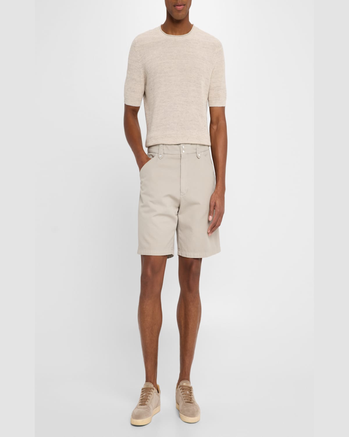 Brunello Cucinelli Men's Cotton Dyed Bermuda Shorts In Blue
