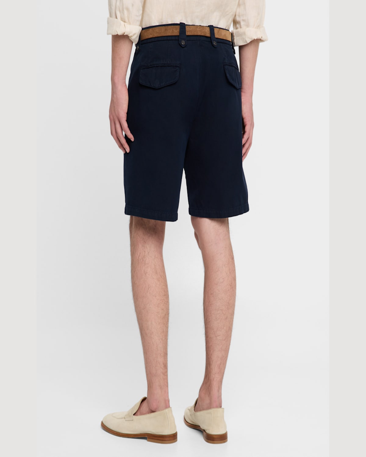 Brunello Cucinelli Men's Cotton Dyed Bermuda Shorts In Blue