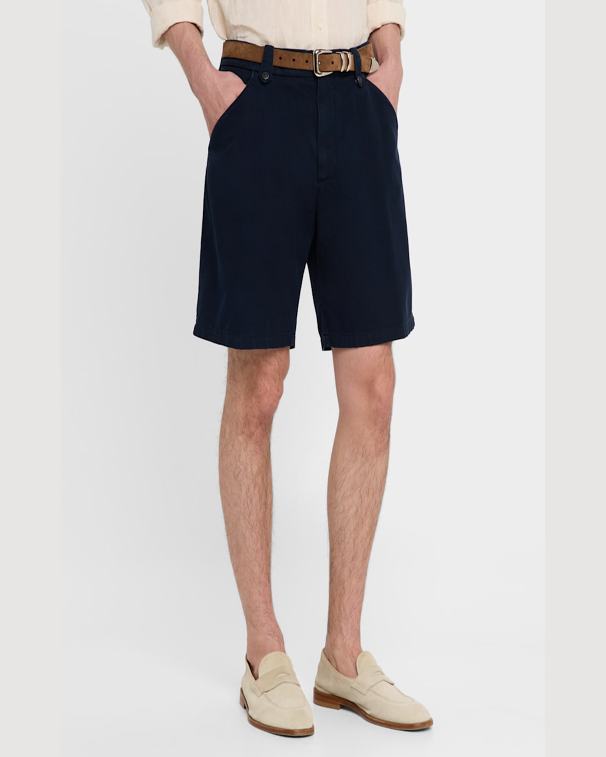 Brunello Cucinelli Men's Cotton Dyed Bermuda Shorts In Blue