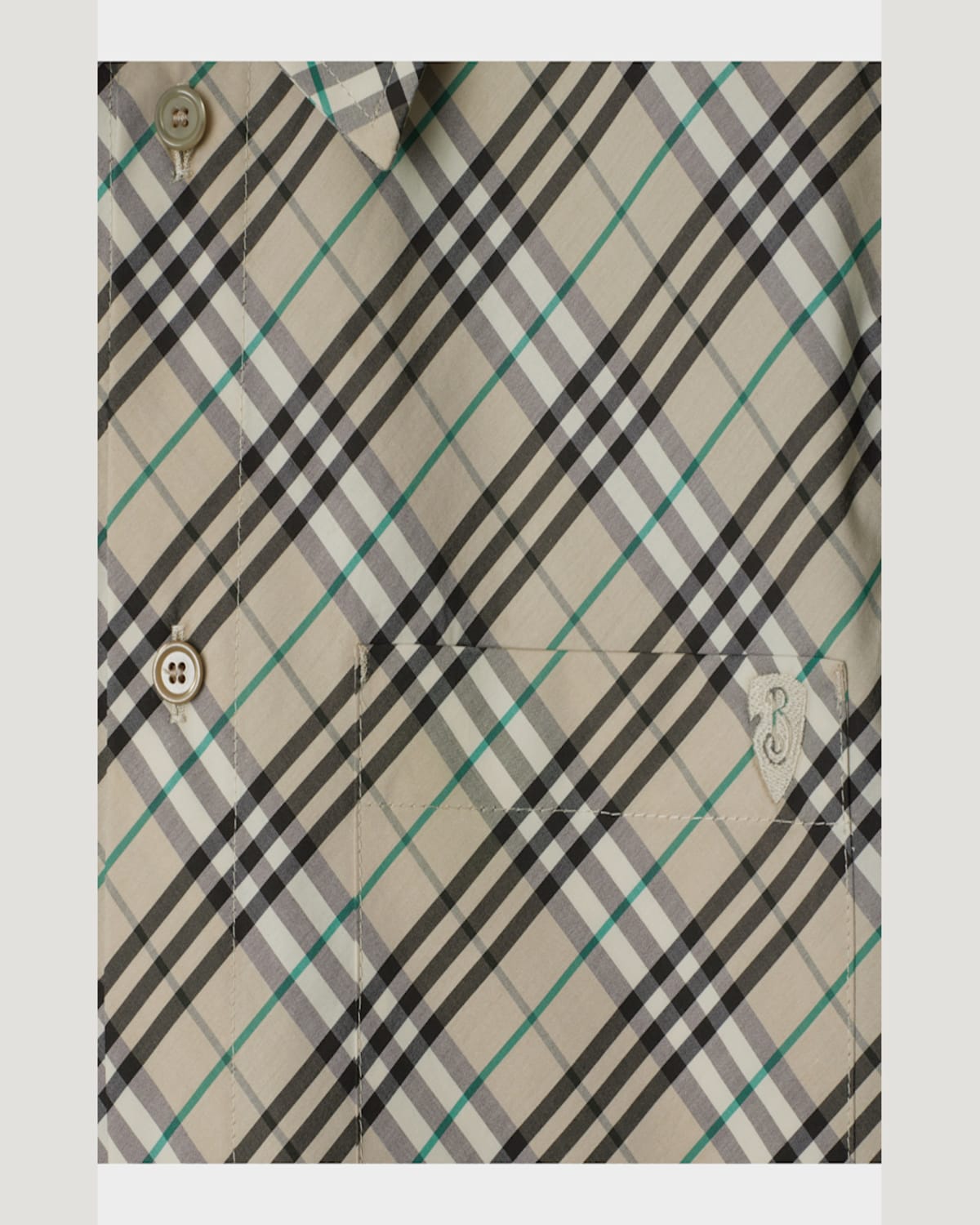 Burberry Check Short-sleeve Crop Button-down Shirt In Husk Ip Check