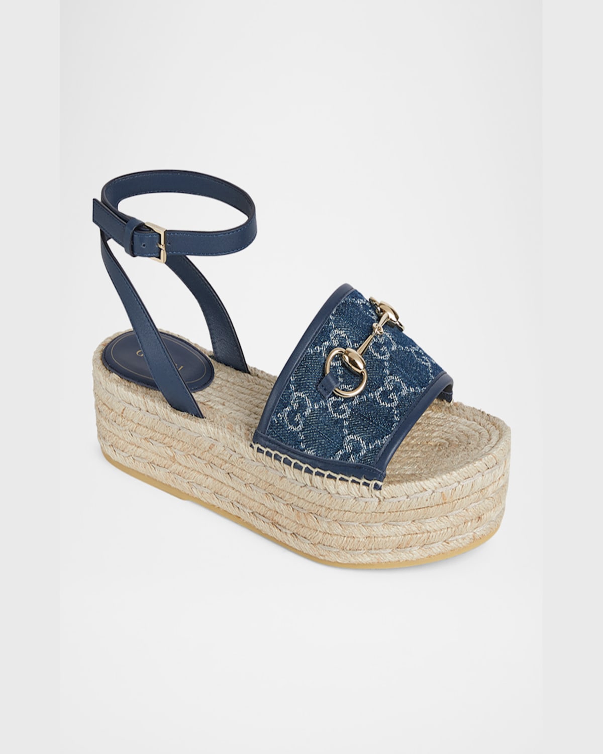 Gucci Paloma Gg Denim Platform Espadrille Sandals In Denim