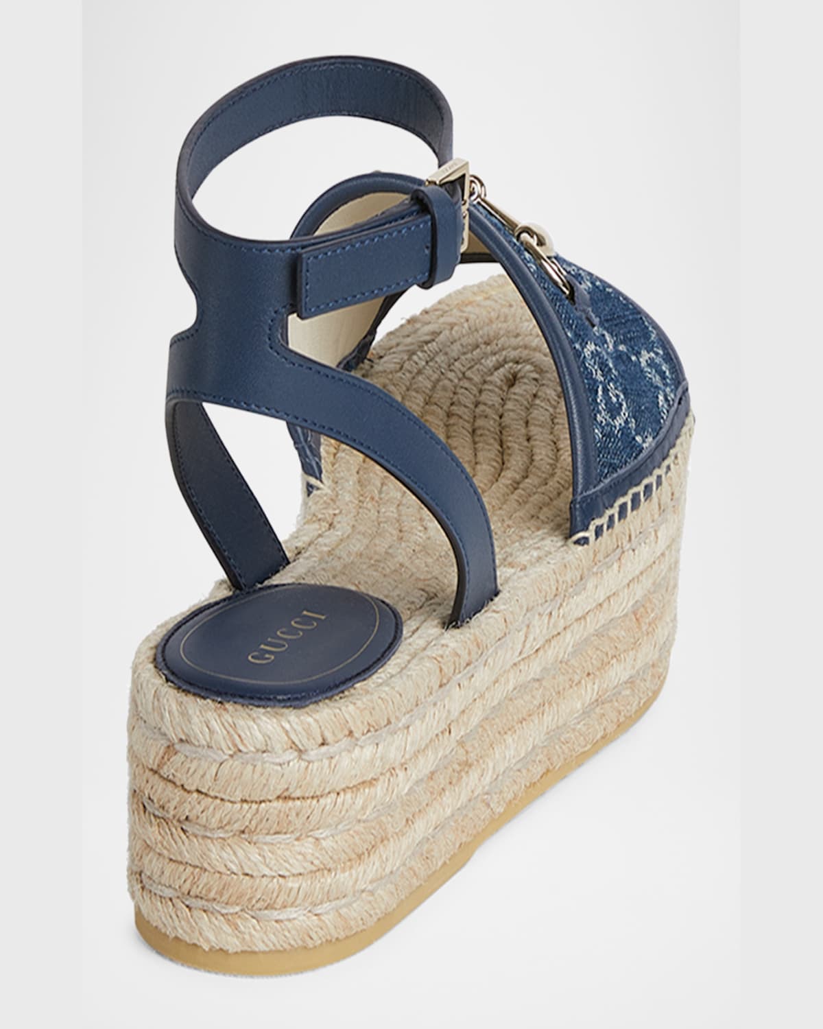 Gucci Paloma Gg Denim Platform Espadrille Sandals In Denim