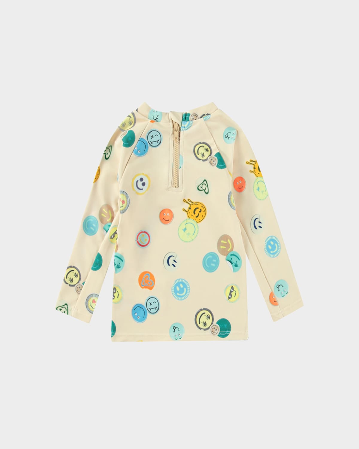 Molo Boy's Nemo Long-sleeve Rashguard Swim Top In Sand Smile
