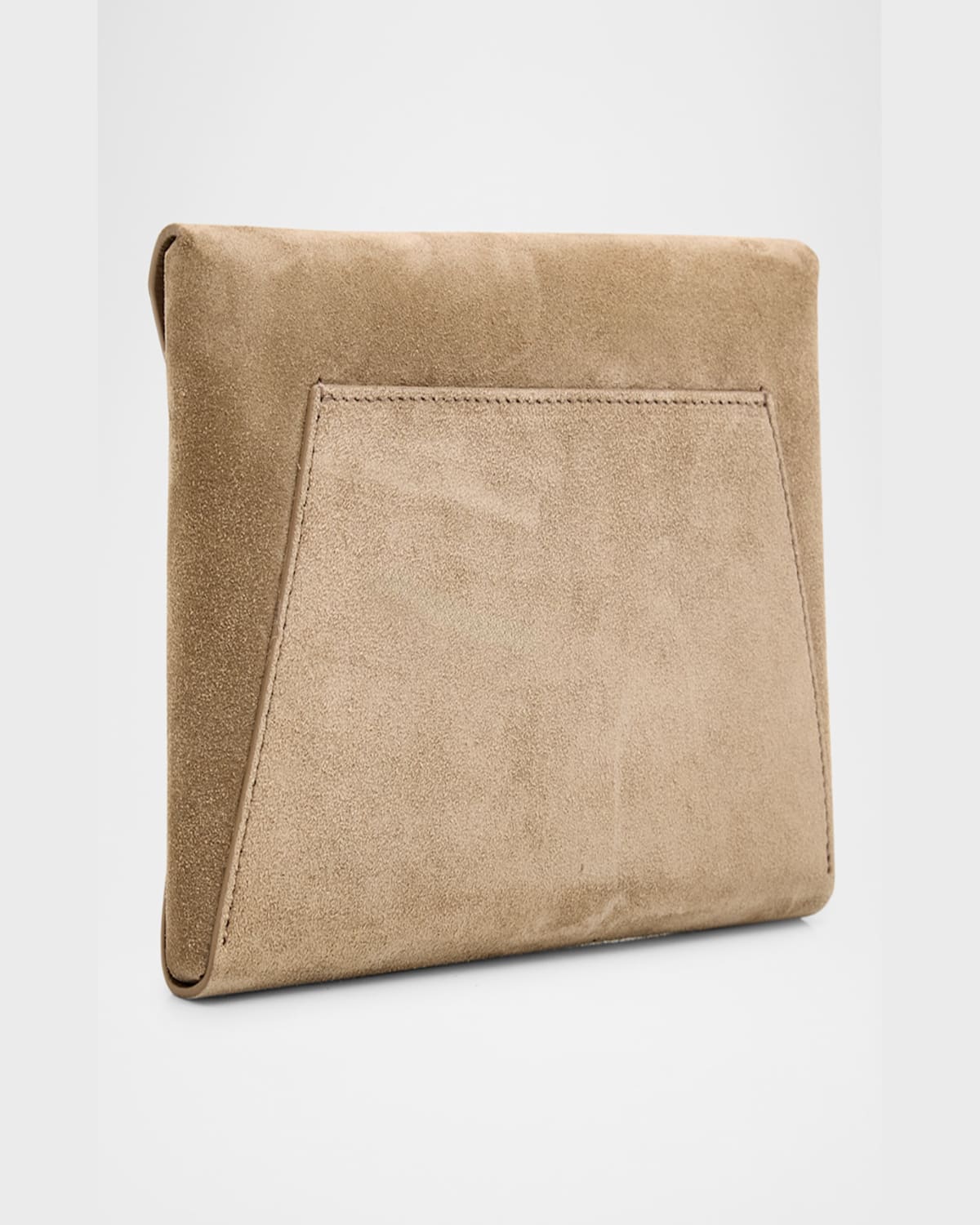 Brunello Cucinelli Envelope Flap Suede Wallet On Chain In Beige