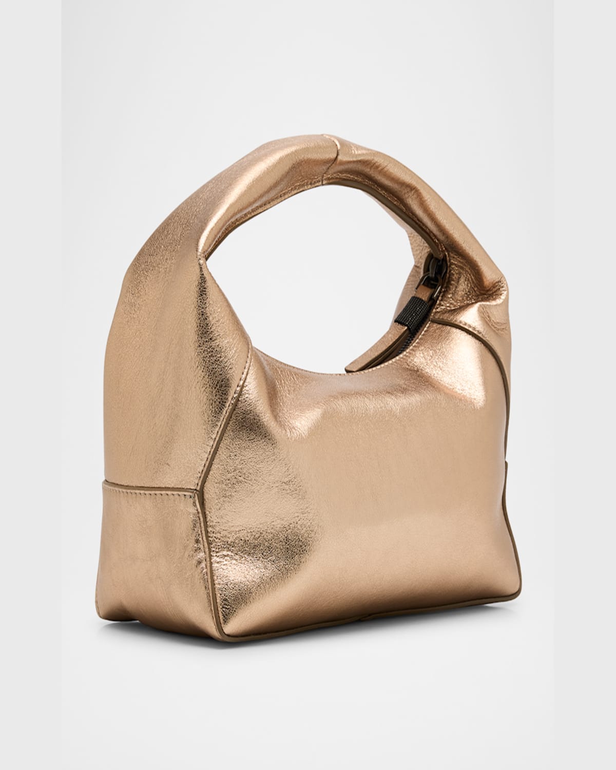 BRUNELLO CUCINELLI METALLIC LEATHER TOP-HANDLE BAG 