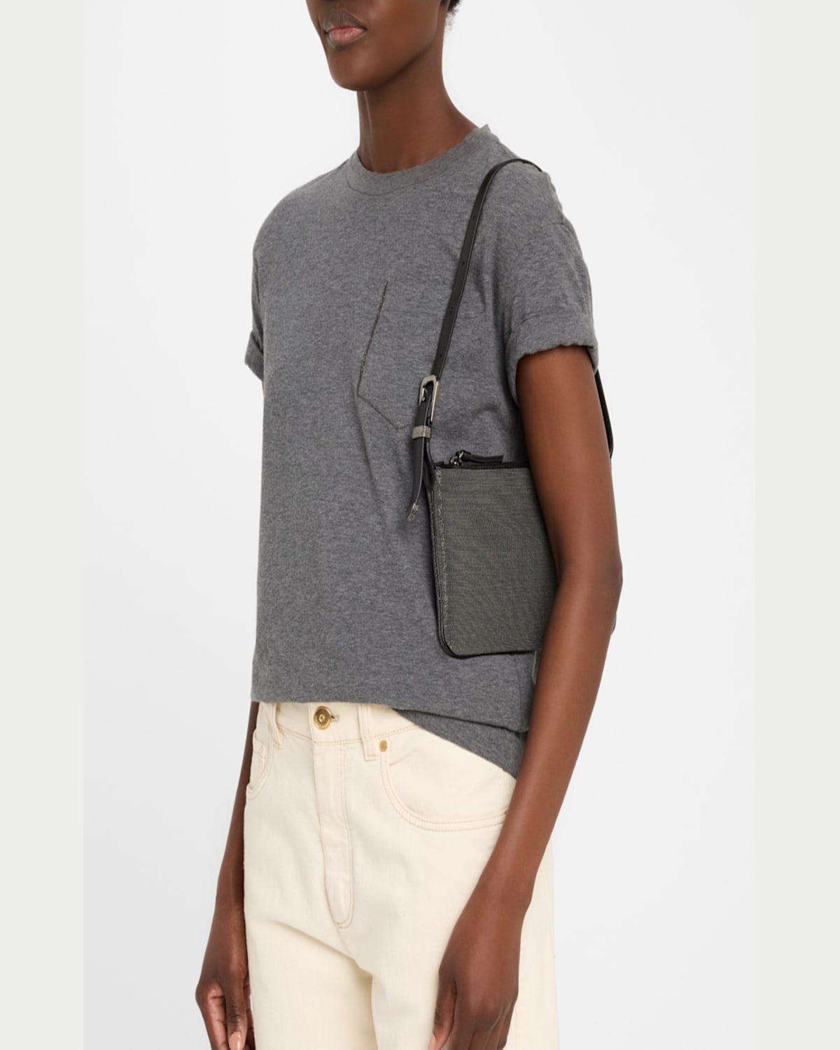 Shop Brunello Cucinelli Allover Monili Leather Shoulder Bag In Charcoal