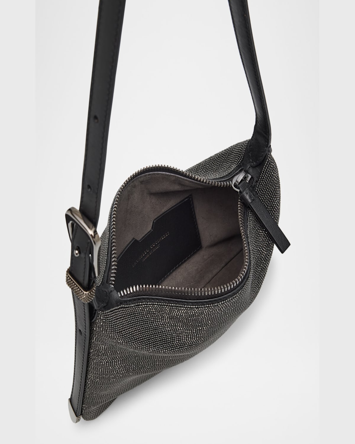 BRUNELLO CUCINELLI ALLOVER MONILI LEATHER SHOULDER BAG 