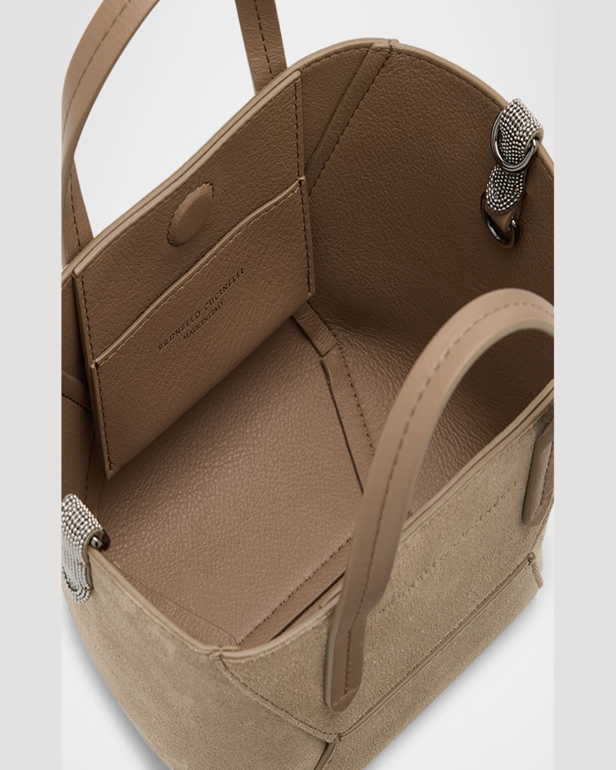 Brunello Cucinelli Essense Monili Leather Top-handle Bag In Ice