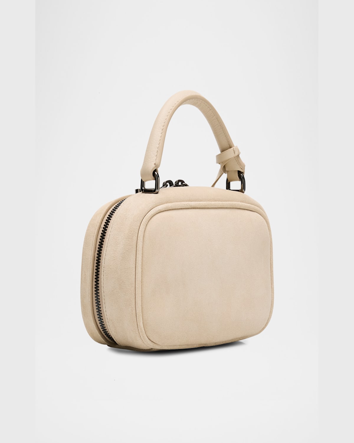 Brunello Cucinelli Mini Zip Suede Top-handle Bag In Ivory