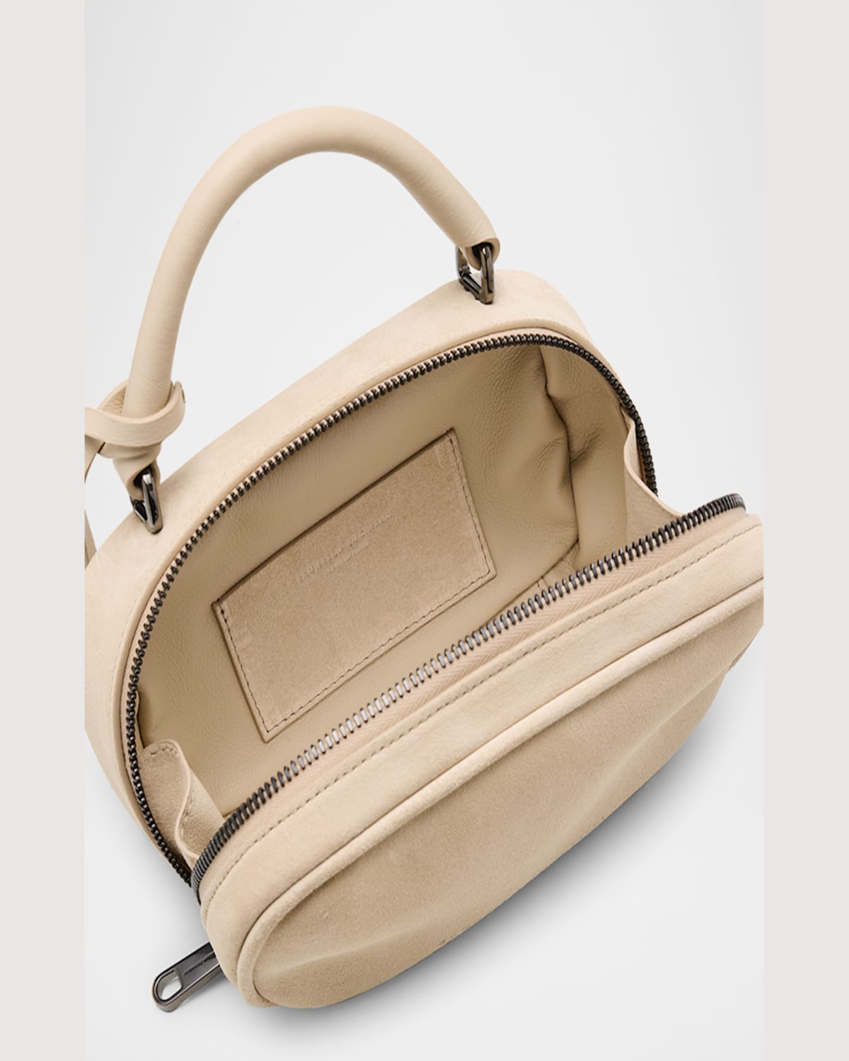Brunello Cucinelli Mini Zip Suede Top-handle Bag In Ivory