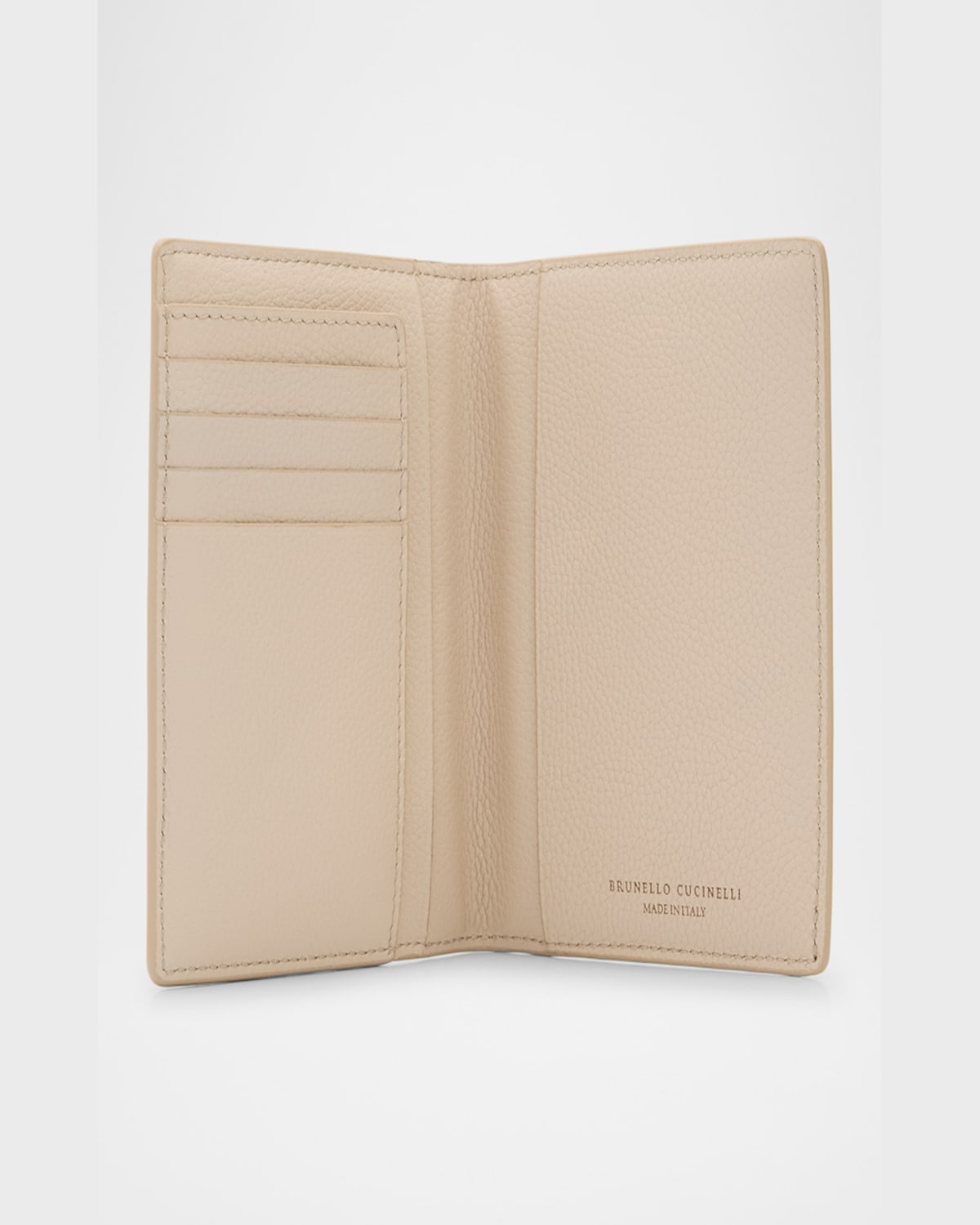 Brunello Cucinelli Flap Leather Card Holder In Ivory