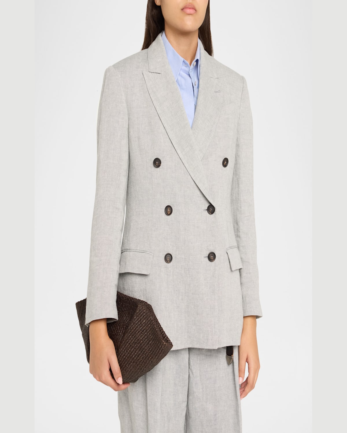 BRUNELLO CUCINELLI FAN RAFFIA CLUTCH BAG 